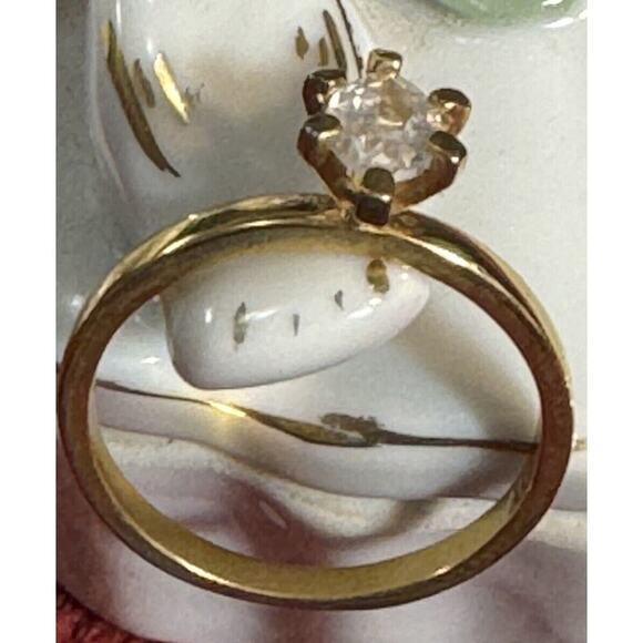 -RING VTG Nevada Mines Engagement Gold Tone Size 10 With A CZ Stone. - Picture 2 of 6
